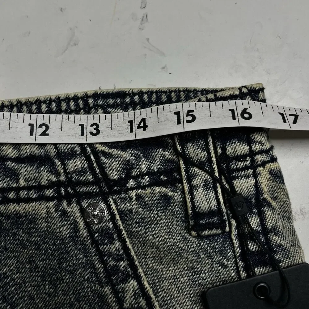 NEW True Religion Big T Cargo Pants Y2K Men 31x34 Acid Wash Denim Baggy Loose